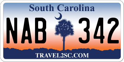 SC license plate NAB342