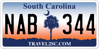 SC license plate NAB344