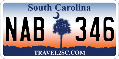 SC license plate NAB346