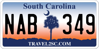 SC license plate NAB349