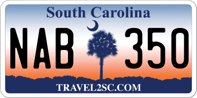 SC license plate NAB350