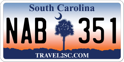 SC license plate NAB351