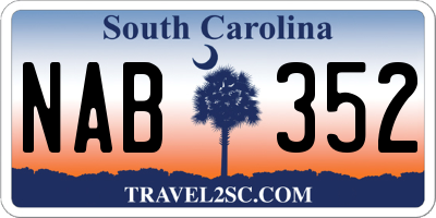 SC license plate NAB352