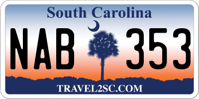 SC license plate NAB353