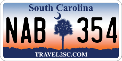 SC license plate NAB354
