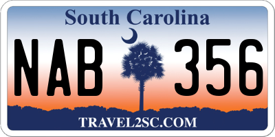 SC license plate NAB356