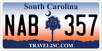 SC license plate NAB357
