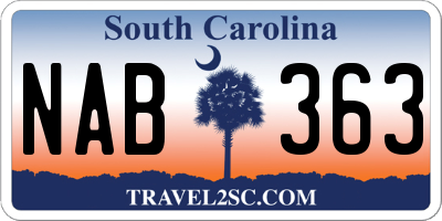 SC license plate NAB363