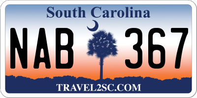 SC license plate NAB367