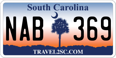 SC license plate NAB369