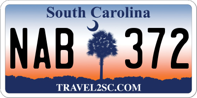 SC license plate NAB372