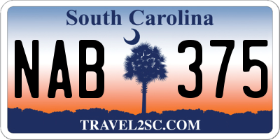 SC license plate NAB375