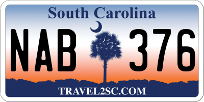 SC license plate NAB376