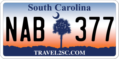 SC license plate NAB377