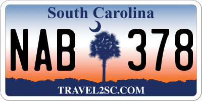SC license plate NAB378