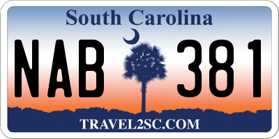 SC license plate NAB381