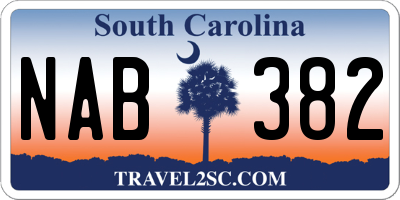 SC license plate NAB382