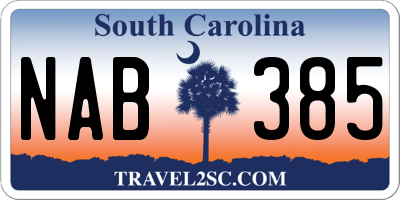 SC license plate NAB385