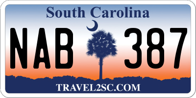 SC license plate NAB387