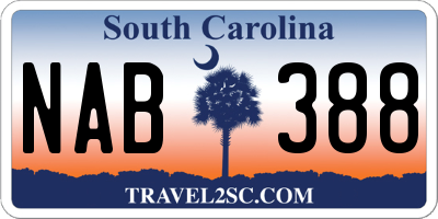 SC license plate NAB388