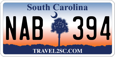 SC license plate NAB394
