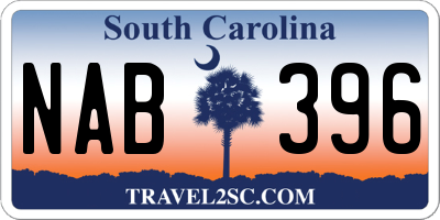SC license plate NAB396