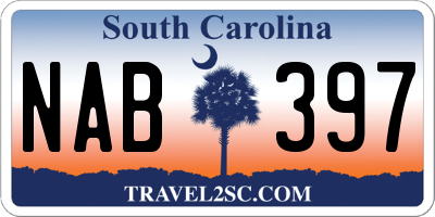 SC license plate NAB397