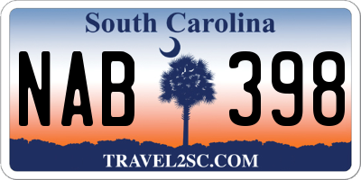 SC license plate NAB398