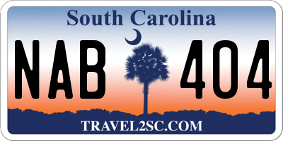 SC license plate NAB404