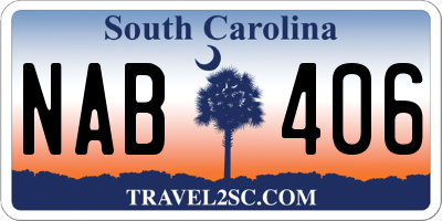 SC license plate NAB406