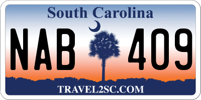 SC license plate NAB409