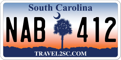 SC license plate NAB412