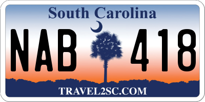 SC license plate NAB418