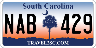 SC license plate NAB429