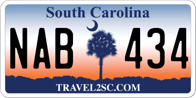SC license plate NAB434