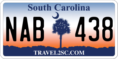 SC license plate NAB438