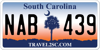 SC license plate NAB439