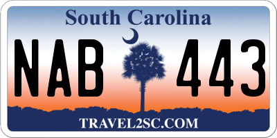 SC license plate NAB443