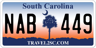 SC license plate NAB449