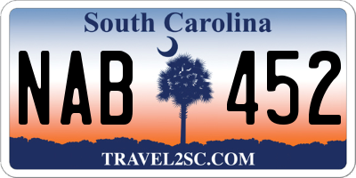 SC license plate NAB452