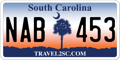 SC license plate NAB453