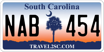 SC license plate NAB454