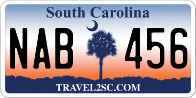 SC license plate NAB456