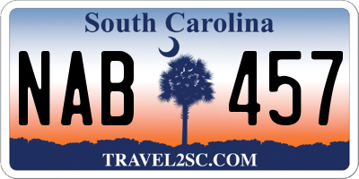 SC license plate NAB457