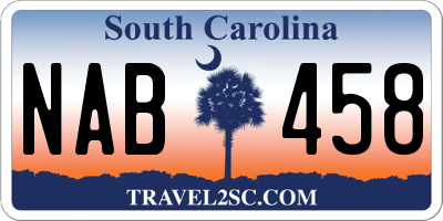 SC license plate NAB458