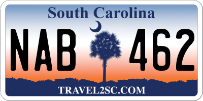 SC license plate NAB462