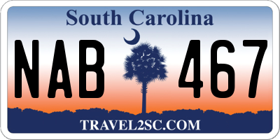SC license plate NAB467