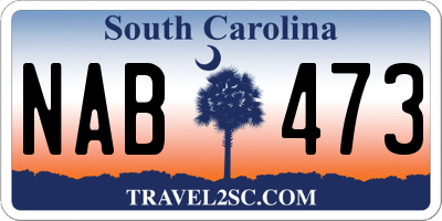 SC license plate NAB473