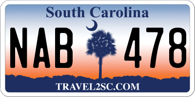 SC license plate NAB478