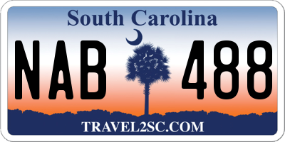 SC license plate NAB488